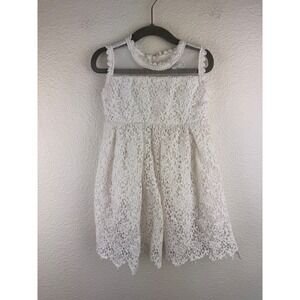Popatu Girls White Lace Floral Dress Collar Special Occasion Party‎ 3T Easter